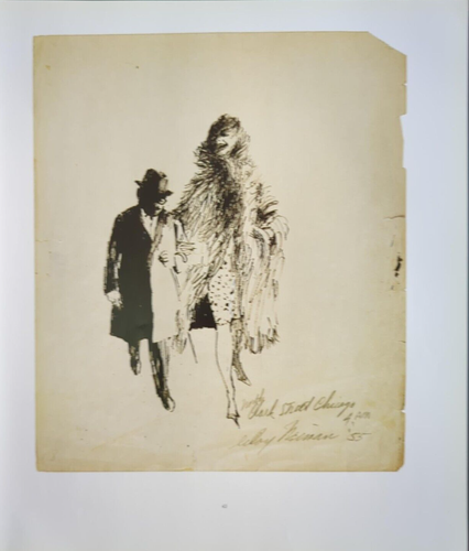 LeRoy Neiman NORTH CLARK STREET CHICAGO A Couple Vintage Art Print Bookplate 43 - Picture 2 of 3
