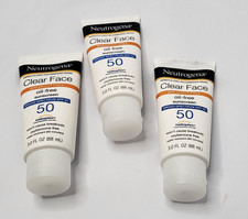 3pk Neutrogena Clear Face Oil Free Sunscreen SPF50 3oz Face Broad Spect exp 1/28