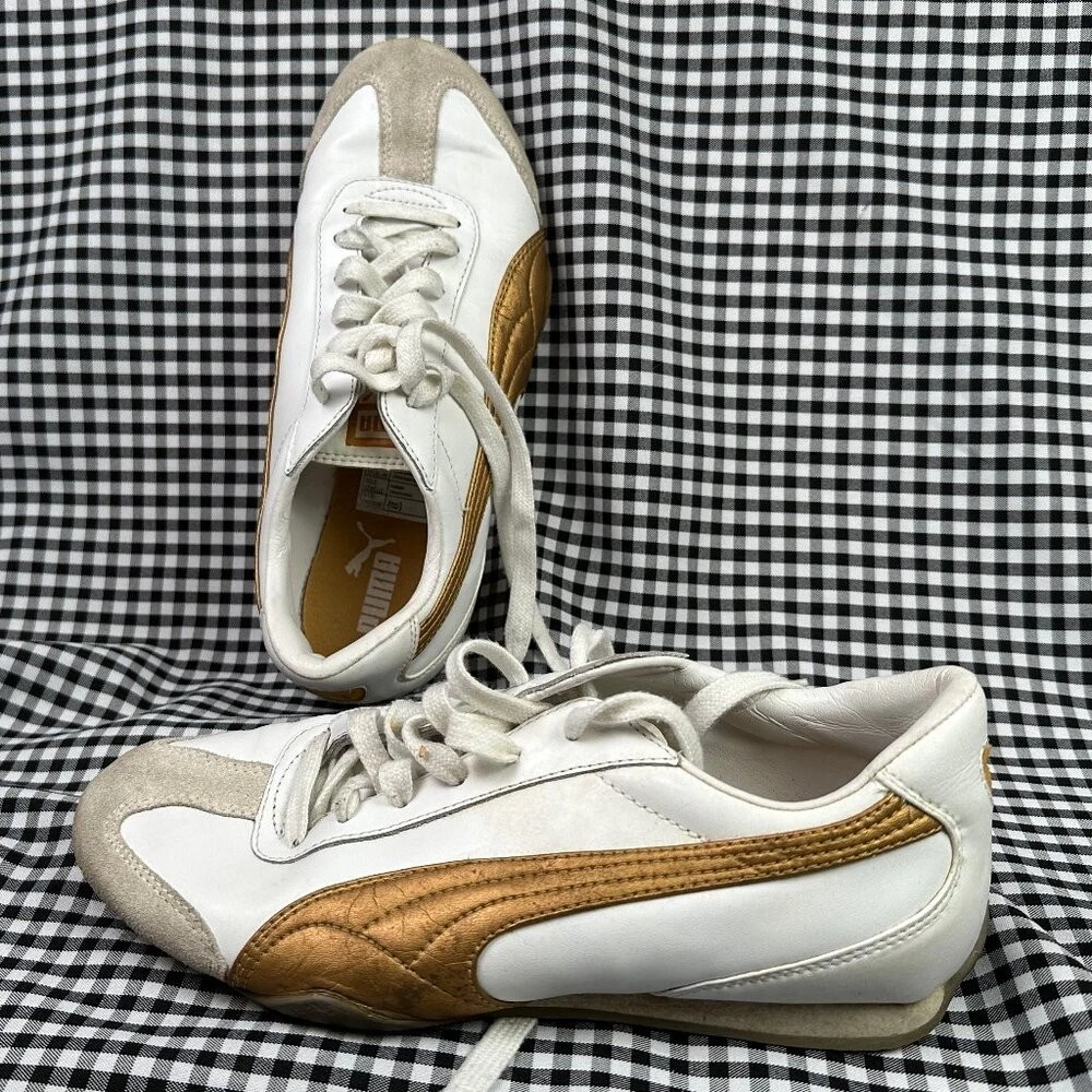 sneakers puma roma blanco con amarillo