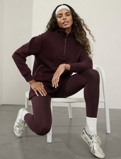  NEW WITH TAGS Athleta Cozy Karma 1/2 Zip Sweatshirt - Spiced Cabernet - Medium