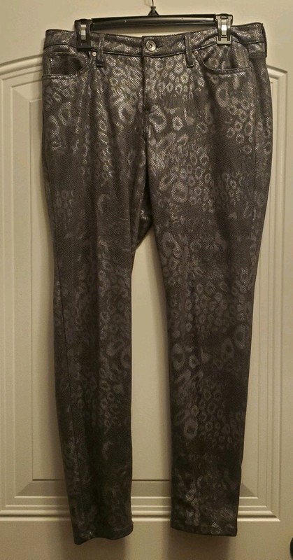 Nine West navy/gray reptile print stretch skinny jeans sz. 12