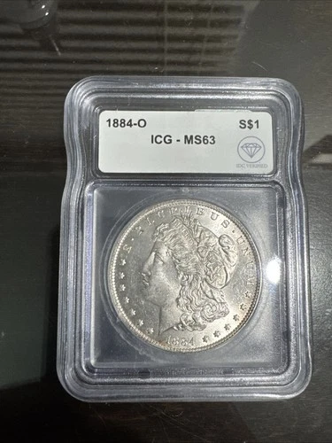 1884-O Morgan Silver Dollar $1 Coin, ICG MS63, New Orleans Minted
