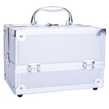 Makeup Train Case w/ Mirror Cosmetic Organizer Case Professional Makeup Storage