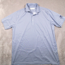 Donald Ross short sleeve golf polo shirt L Men blue all over print