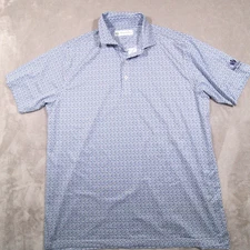 Donald Ross short sleeve golf polo shirt L Men blue all over print