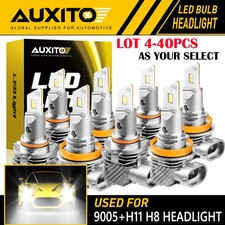 4-40PC AUXITO 9005+H11 LED Headlight Bulbs 6000K White 30000Lumens 600% Brighter