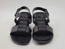 Easy Spirit Slingback Sandals Women's 9 Black Hazel Leather Beaded Adjustable