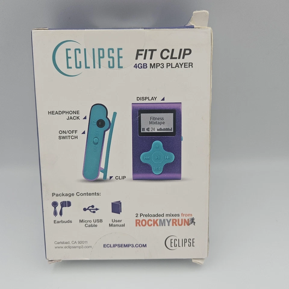 MP3 Player Eclipse Fit Clip 4GB Purple & Turquoise with Headphone Jack - Image 4 of 4