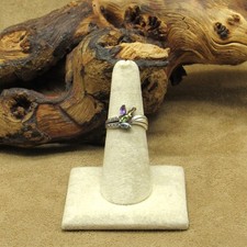 Sterling Silver Multi Faceted Stone Ring Size 6