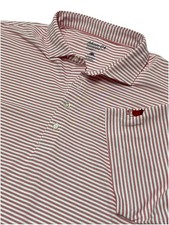 Johnnie-O Polo Shirt Mens XL Red Striped Performance Short Sleeve Logo
