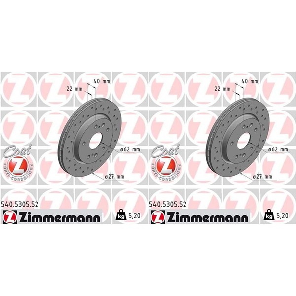 2X Zimmermann Sport Z Bremsscheiben 272Mm Gelocht InnenbelÜFtet Vorne | 540.5305-image