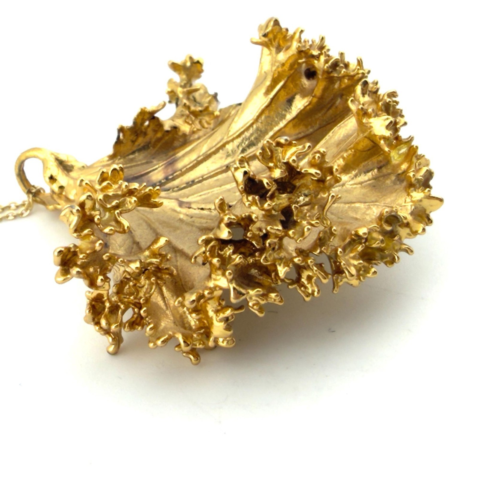 Vintage Gold Dipped REAL Kale Leaf Necklace Genui… - image 2