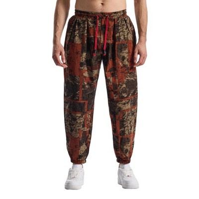 HerrenJogginghose aus Baumwolle mit elastischem Bund, Paisley bedruckter, Hip...