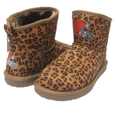 Cleveland Browns NFL Licensed Womens Leopard Print Bling Boot by Love Cuce Sz 10