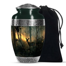 Forest Deer Decorative Urn for Human Ashes Adult Male  Female, 10 Inch 