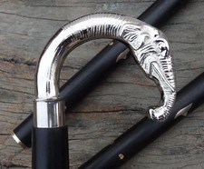 Brass Designer Elephant Handle Wooden Vintage Walking Cane Antique Style Stick