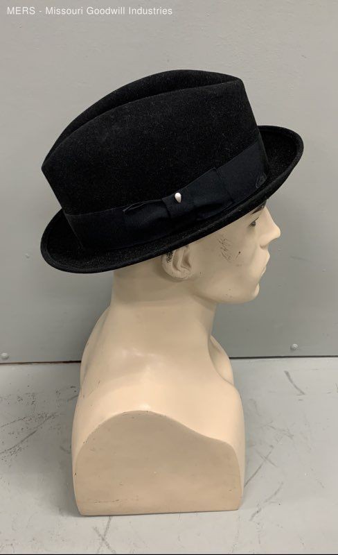 Bee Custom Made Black Solid Ribbon Fedora Hat - image 3