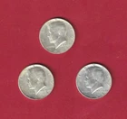1964 JFK Kennedy 50 Cents Half Dollars 90% Silver US Coins Circulated Lot of 3