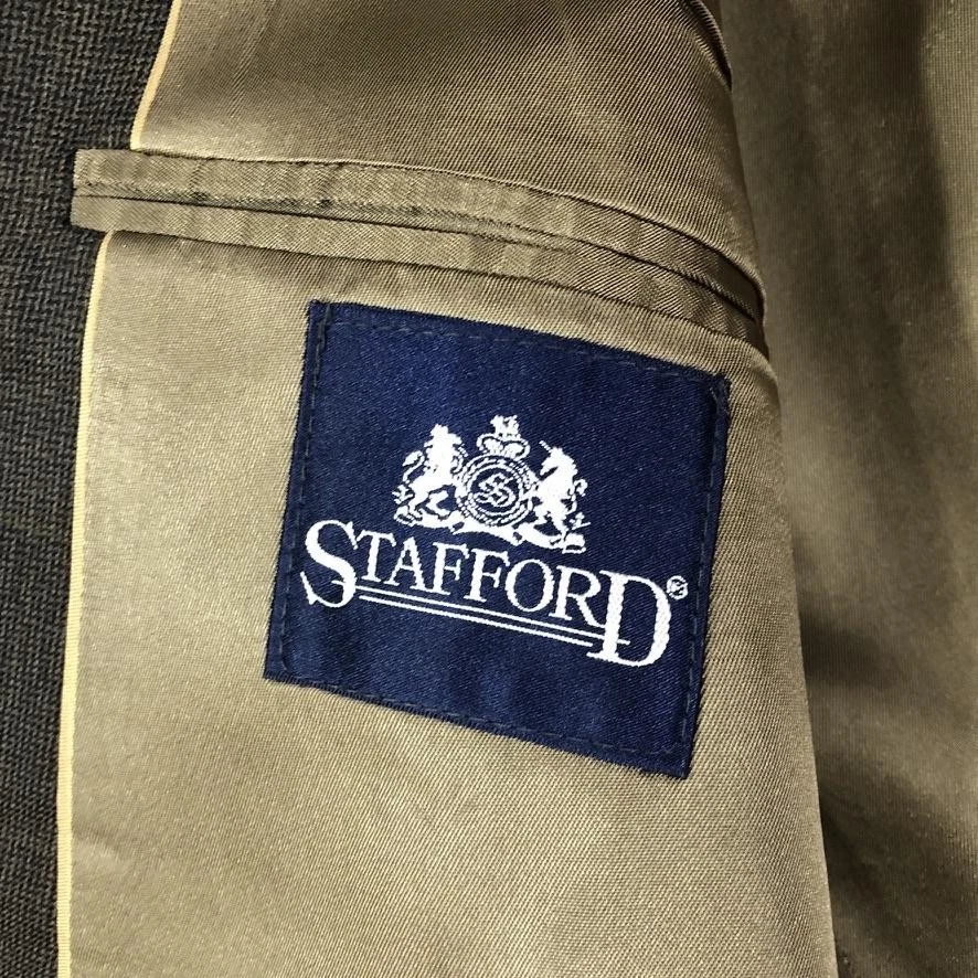 Traje Stafford Para Hombres 43R Marrón Doble Pecho Blazer Pantalones 36x32 Mezcla Lana EE. UU. Foto 4 de 4
