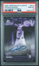 2025 Topps Black & White Spencer Bivens Purple #1/25 AUTO Giants psa 10
