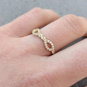 Authentic 0.28Ct Lab Grown Diamond Infinity Half Eternity Band Ring 14K Yellow Gold Plated
