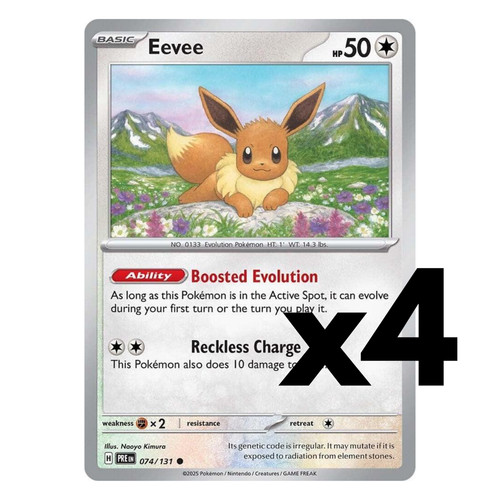 4x Eevee - 074/131 - SV: Prismatic Evolutions (PRE) Pokemon Playset x4