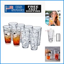 Set of 8 Shatter-Proof 24oz Plastic Tumblers for Parties Gatherings