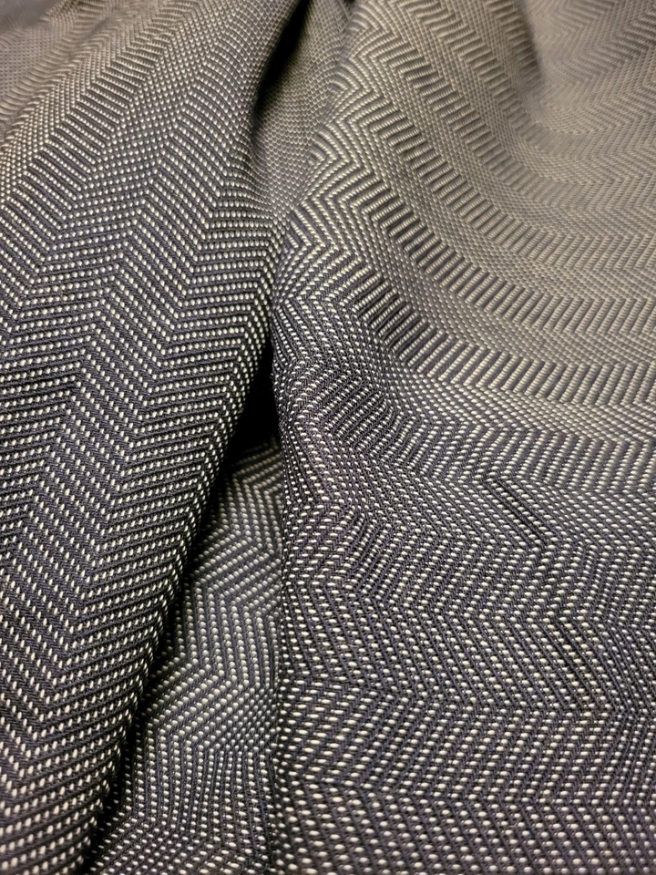 Tela tejida de lana/rayón azul marino/gris, elegante 4 yardas, 11"X63" de ancho Foto 4 de 4