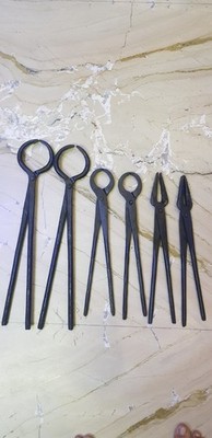 Blacksmith Tongs Set 6PCS Knife Making Forge Tools Anvil Hammer Vise Kit