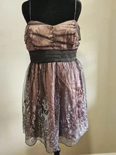 Trixxi Junior Black/Pink W/ Silver Glitter Accent Spaghetti Strap Dress Size 13