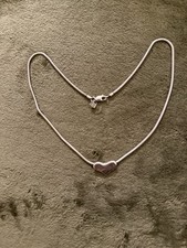 .999 Pure Silver Snake Chain With Heart Slide 16.25  Length