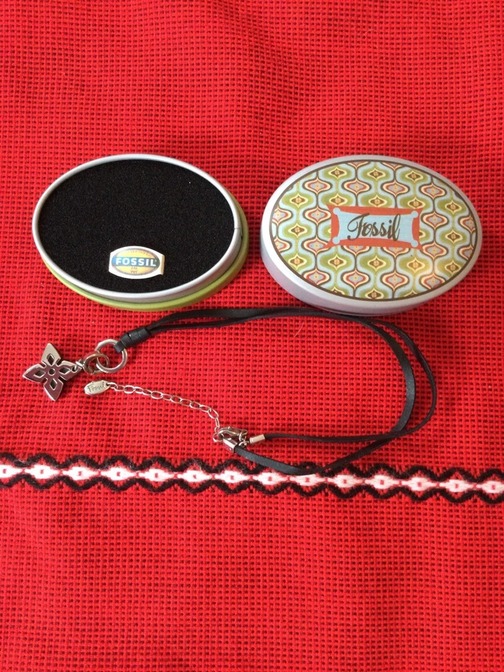 Schöne Fossil Leder Halskette Damen Vintage - Bild 3 von 3