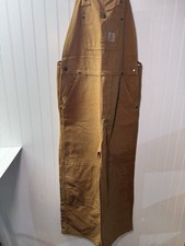 Carhartt Youth Bib Overalls Brown Duck Canvas Size 16 Workwear Utility Wide Leg