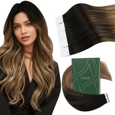 Ugeat Invisible Tape in Hair Extensions Human Hair Light Brown Tape in Extension