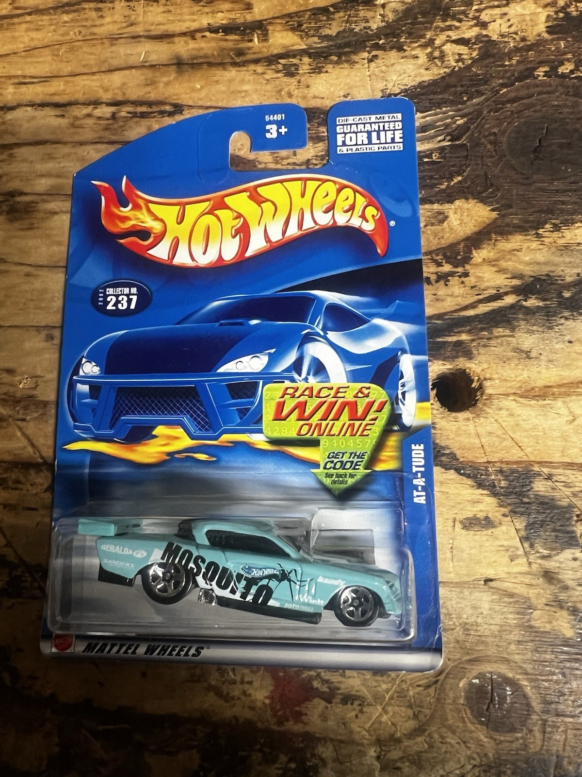 2002 Hot Wheels Collector #237 AT-A-TUDE Teal With Chrome 5 Spoke Wheels