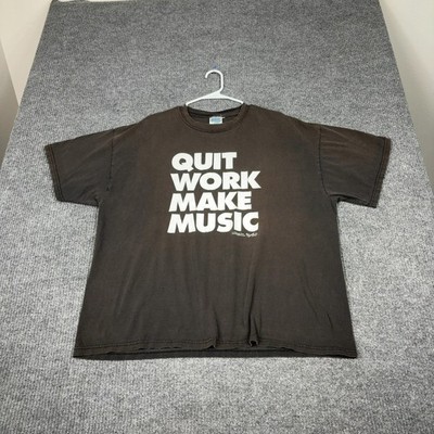 Vintage Quit Work Make Music Graphic T Shirt Mens 2XL Black The Martians