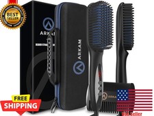Beard Straightener for Men -Premium Heated Beard Brush Kit w/Anti-Scald...
