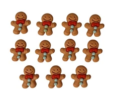 11 Pcs Christmas Gingerbread Man Resin Figurine Flatback DIY Jewelry Accessory