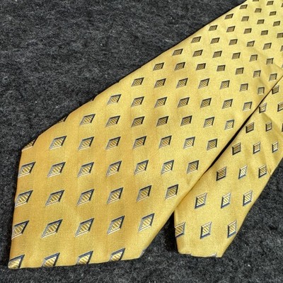 Palio Tie Men s Jacquard Gold Yellow Blue Diamonds 100% Silk 4x58 