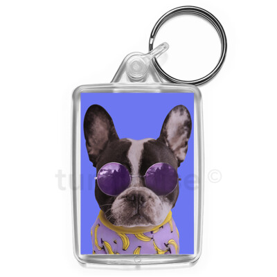 Funky Pugg Dog Art Keyring Funny Joke Gift Key Fob Keychain | Medium Size