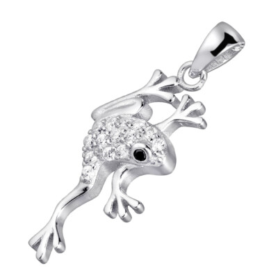 Materia Zirkonia Anhänger Frosch 925 Silber Kettenanhänger Tier Damen Mädchen