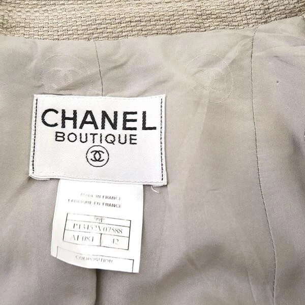 Giacca CHANEL zip tasca frontale grigio misto lino rayon taglia 38 semplice donna