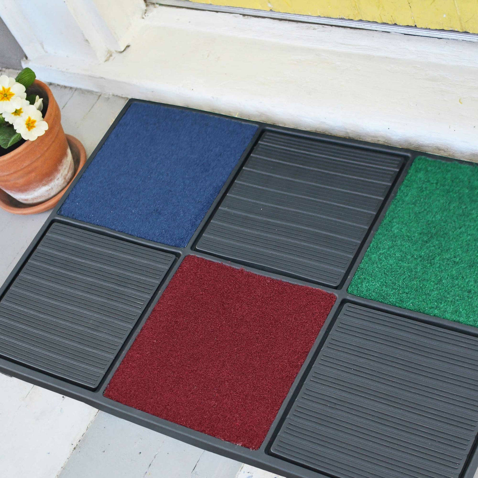 Doormat Indoor Outdoor Rubber / Carpet Square Design RGB / Black eBay