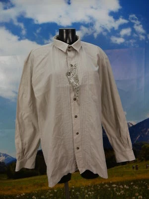 Gr.XL Trachtenhemd Gede beige leichte Baumwolle mit Edelweiss Stickerei TH810 - Bild 1 von 3
