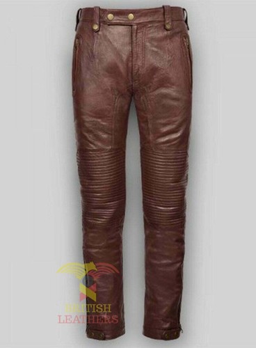 Men's Leather Pants Cowhide Motorcycle 