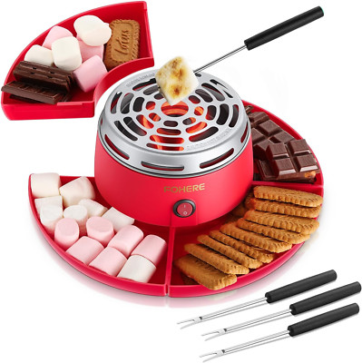Smores Maker Tabletop Indoor, Flameless Electric Marshmallow Roaster with 4 Deta