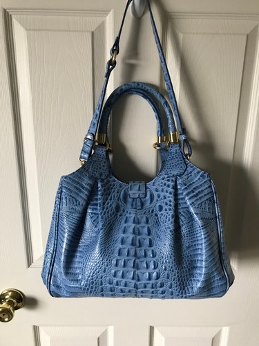 Brahmin Elisa Cerulean Blue Melbourne Croc Embossed Tote Handbag - Picture 5 of 21