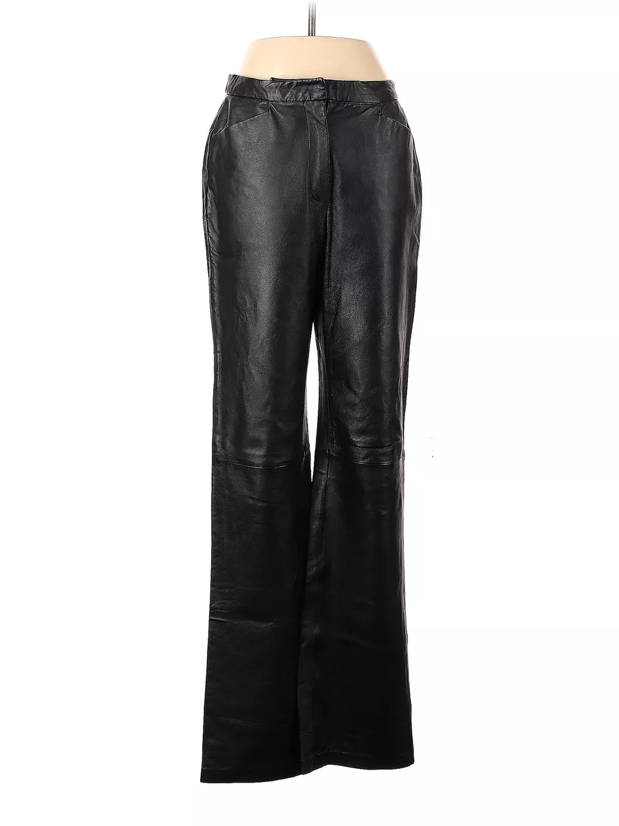 Chadwicks Women Black Leather Pants 8 Tall