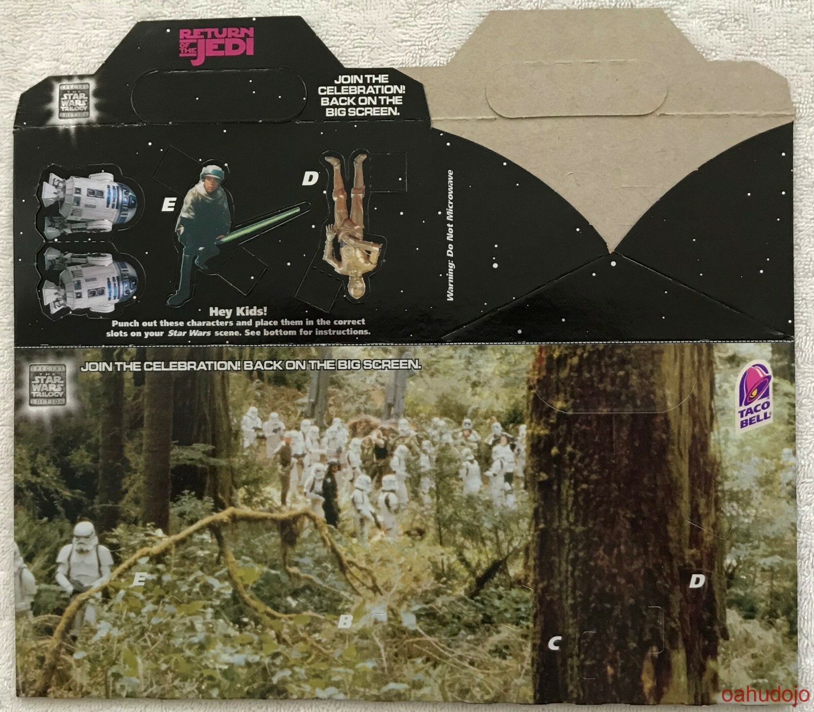 52972 Taco Bell RETURN OF THE JEDI Kids' Meal Box LUKE SKYWALKER 1996 PCN ...