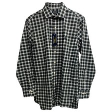Polo Ralph Lauren Long Sleeve Stretch Dress Shirt Green White Plaid Classic 115